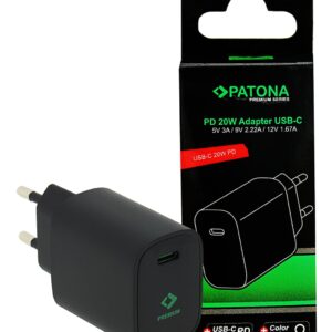 Premium PD20W Adapter 5V/3A 9V/2.22A 12V/1.67A USB-C PD3.0 QC3.0 black