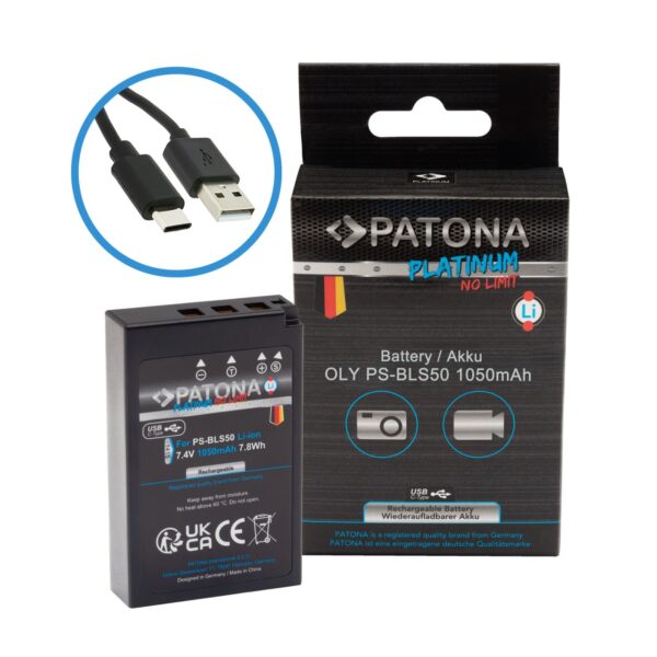 Platinum Battery with USB-C Input Olympus BLS5 BLS-5 E-P3 E-PL2 PEN E-PL3 E-PM1