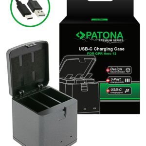 Premium triple charger charging box GoPro Hero 13 incl. USB-C cable